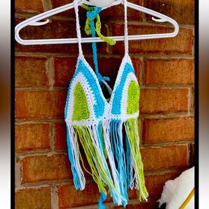 Cotton boho fringe crochet top